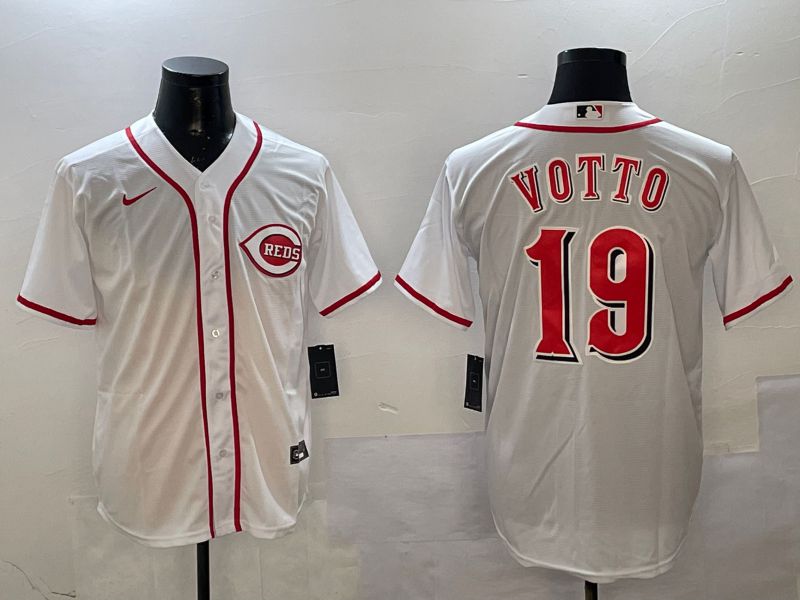 Men Cincinnati Reds #19 Votto White Game Nike 2025 MLB Jersey style 1->cincinnati reds->MLB Jersey